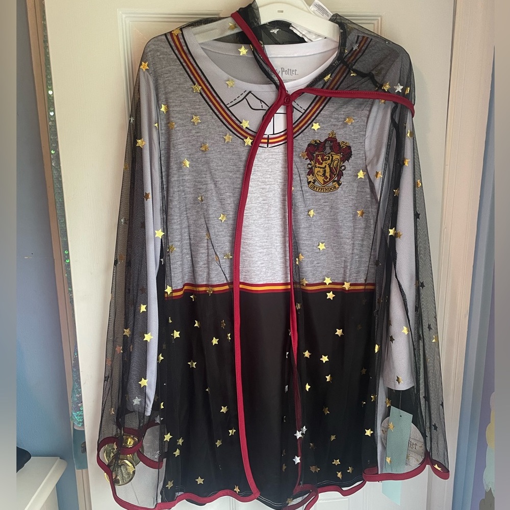 HARRY POTTER GIRLS HALLOWEEN COSTUME DRESS WITH CAPE GRYFFINDOR HERMIONE